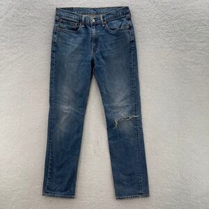 Levis Jeans Mens 34x34 Blue 514 Straight Fit Medium Wash Denim Grunge Cowboy